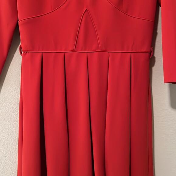 Tailored Crepe Midi Dress in Red - Picture 3 of 9